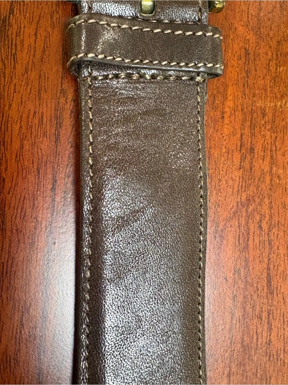 Torino Brown full grain glove, leather brass buckle Italian belt men’s size 34